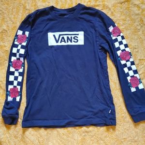 VANS Black with Long Rose Print Sleeves